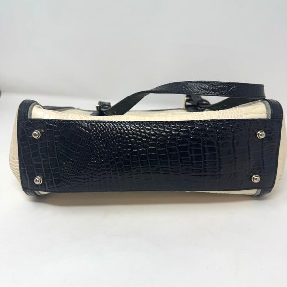 Brahmin Alice Carry All Shoulder Bag Tri Texture Ivory Gray Black Charm READ - Picture 12 of 14